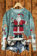 Vintage Santa Claus Forest Animals Christmas Crewneck Sweatshirt