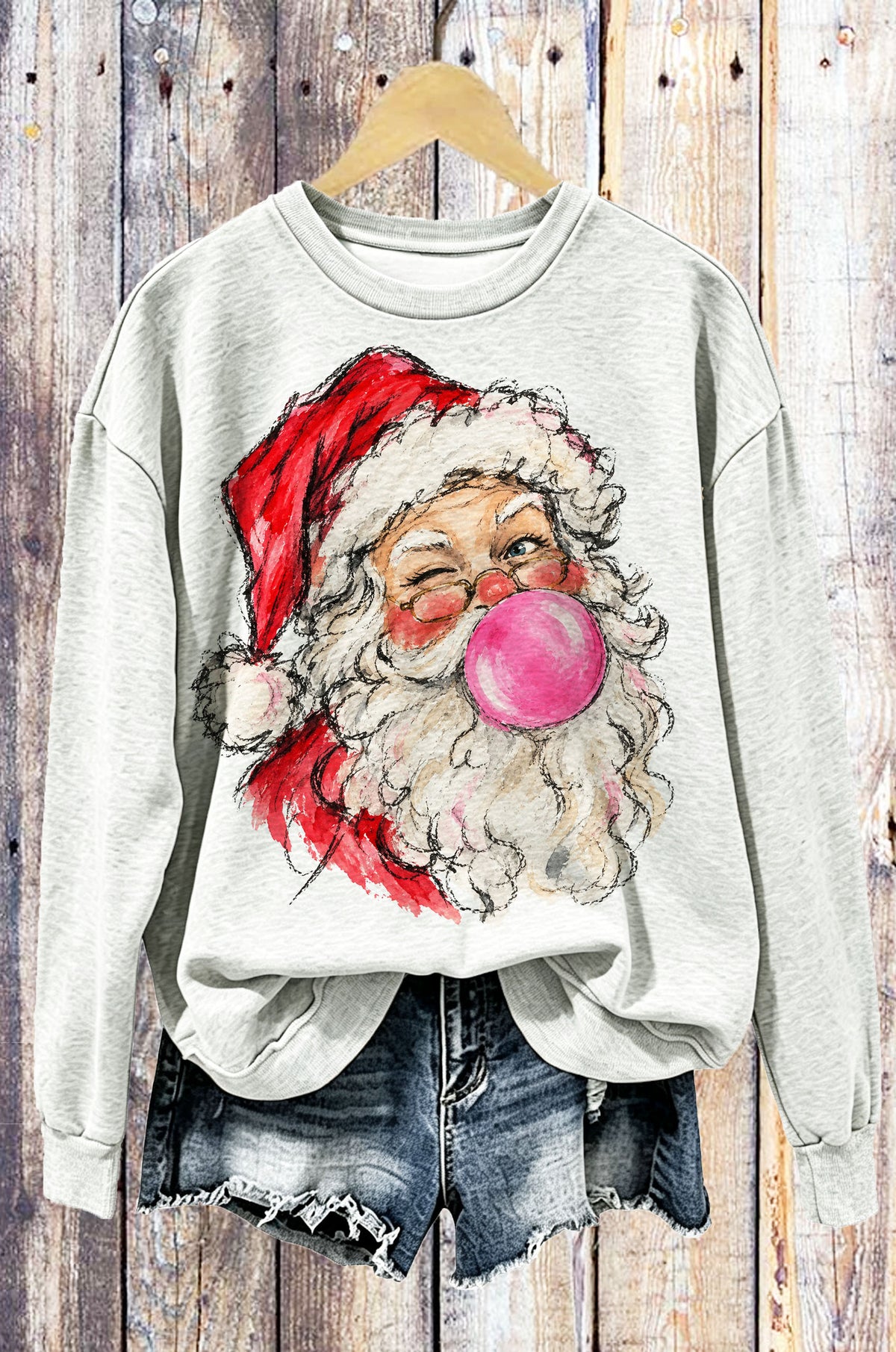 Funny Santa Pink Bubblegum Crewneck Sweatshirt