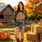 Camo Thanksgiving Turkey Graphic Sweatshirt