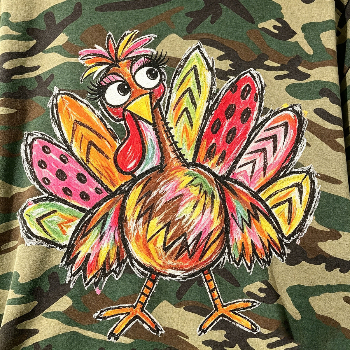 Camo Thanksgiving Turkey Graphic Sweatshirt