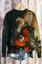 Vintage Santa Claus Oil Painting Christmas Crewneck Sweatshirt