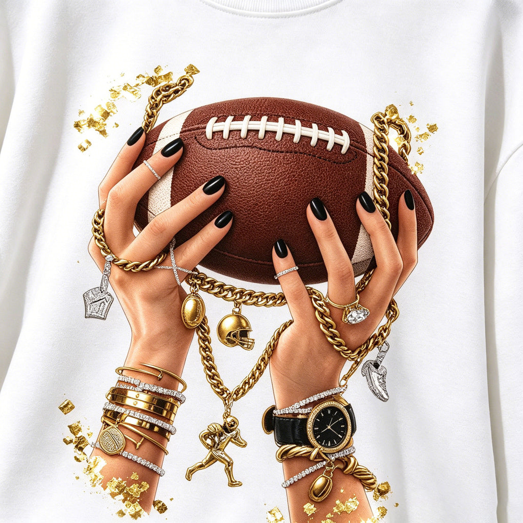 Gold Jewelry Hands Football Sweatshirt
