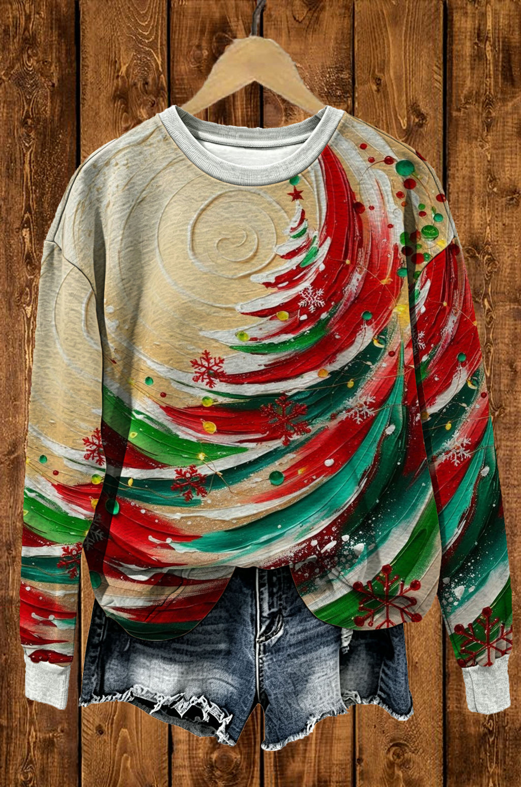 Abstract Christmas Tree Graphic Sweatshirt