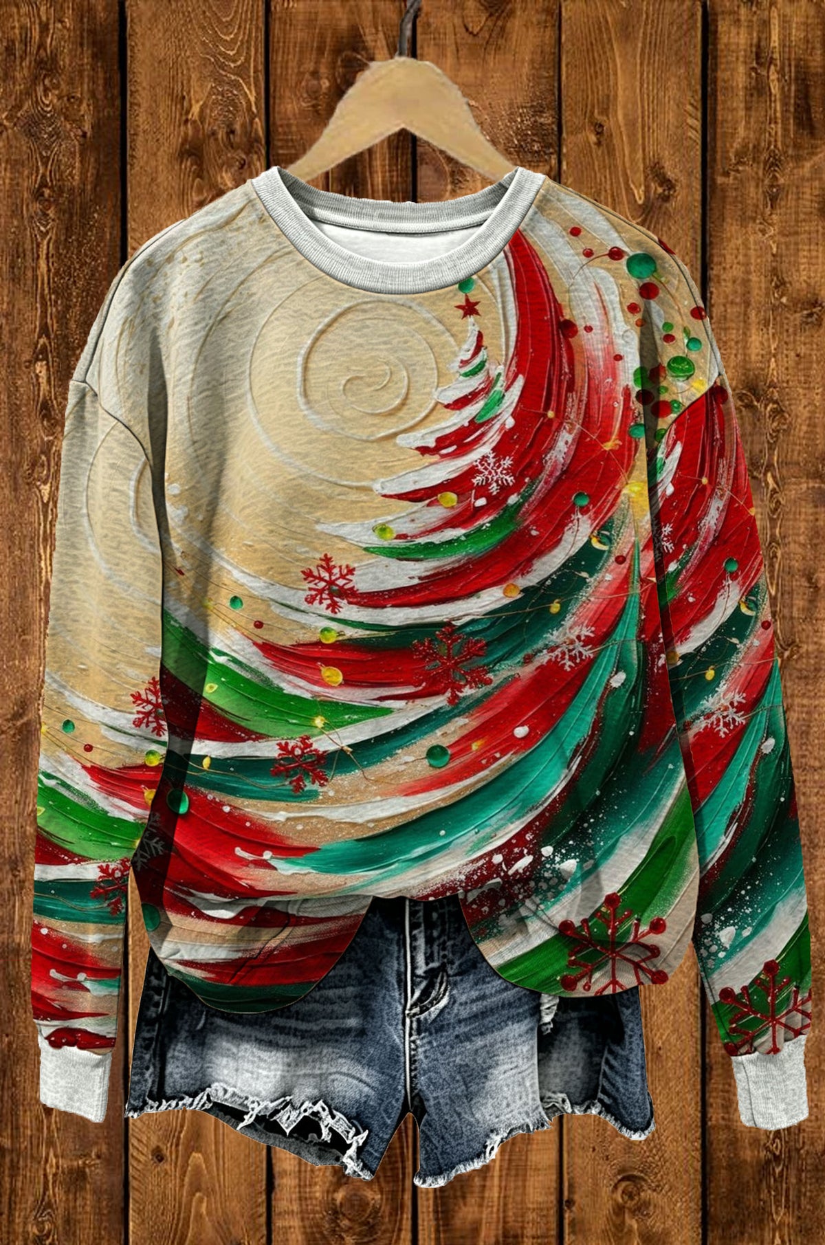 Abstract Christmas Tree Graphic Sweatshirt