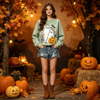 Floral Ghost Pumpkin Halloween Sweatshirt
