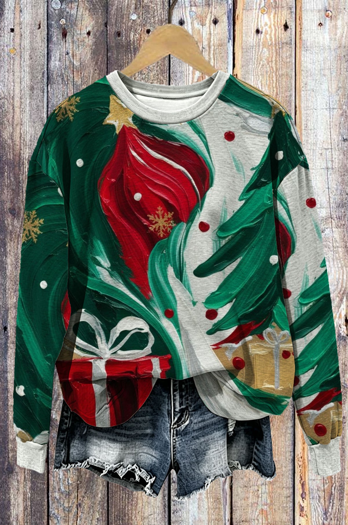 Christmas Ornament Gift Box Graphic Sweatshirt
