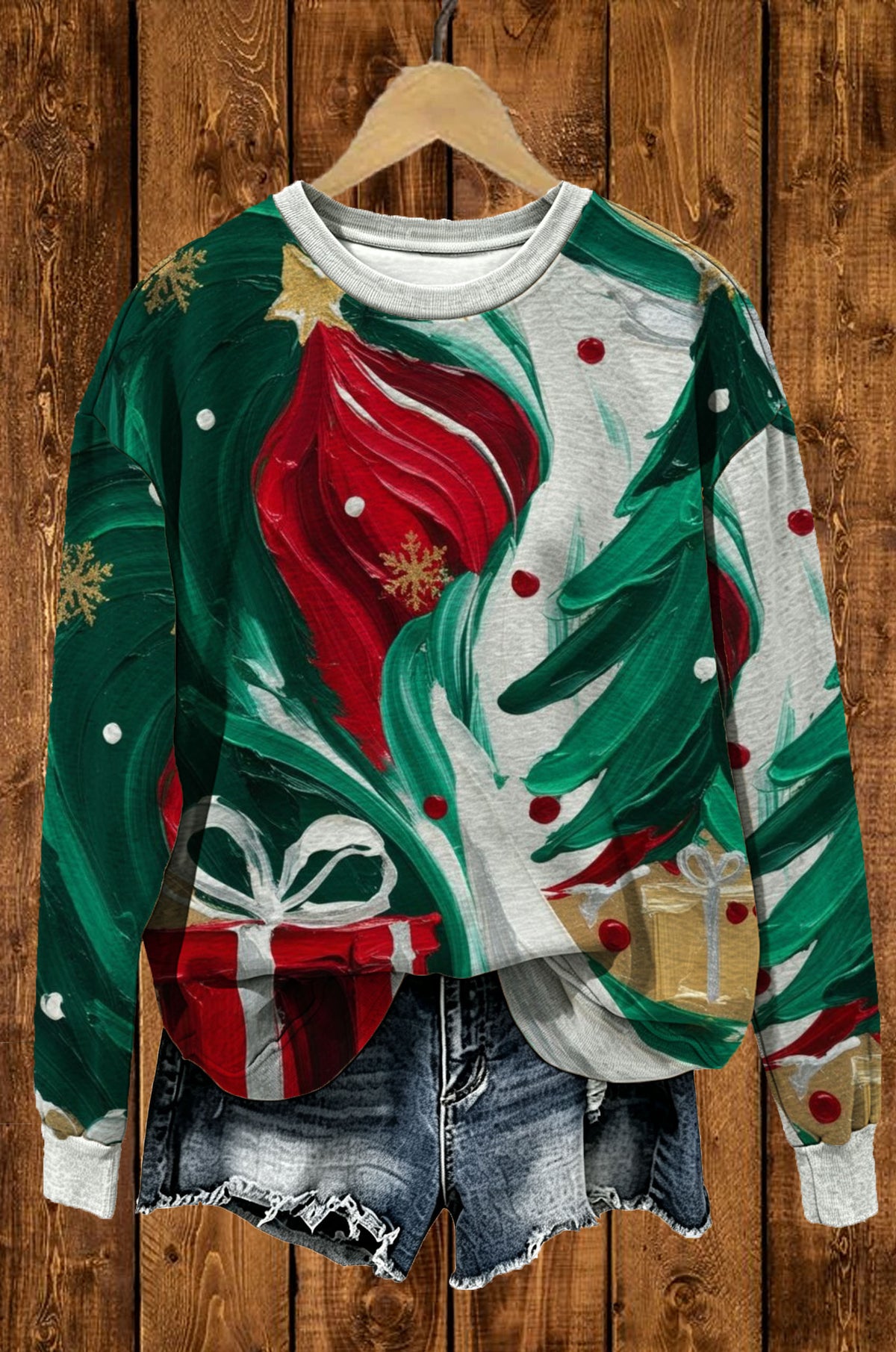 Christmas Ornament Gift Box Graphic Sweatshirt