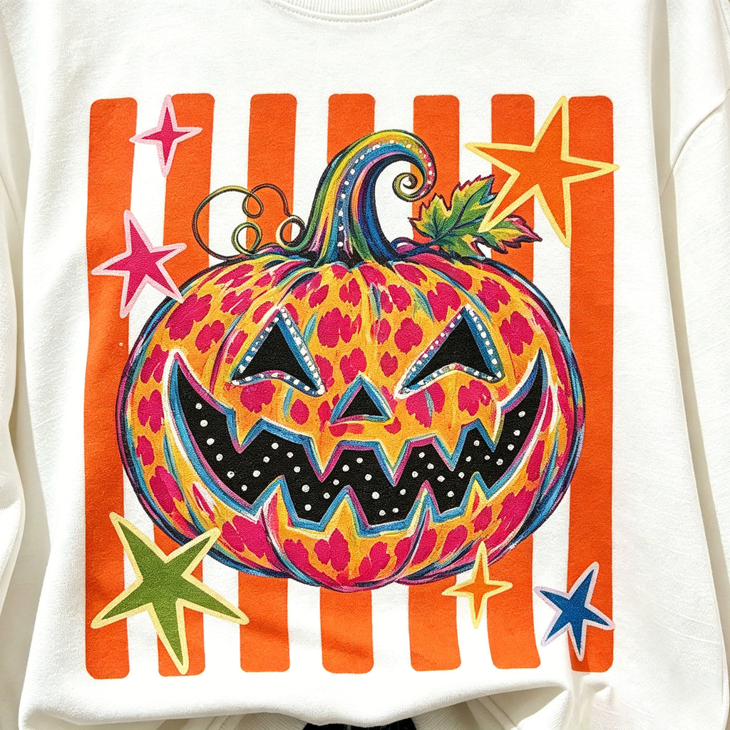 Colorful Leopard Pumpkin Halloween Sweatshirt