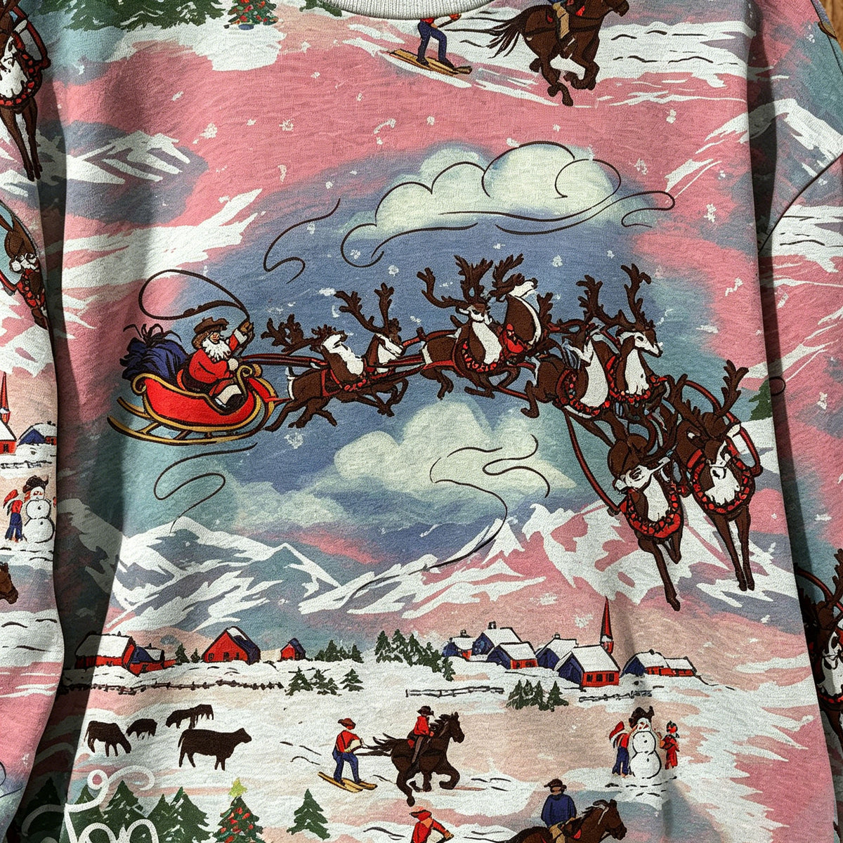 Cowboy Santa Western Christmas All Over Print Crewneck Sweatshirt