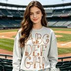 Baseball Alphabet Helmet Bat Graphic Crewneck Sweatshirt