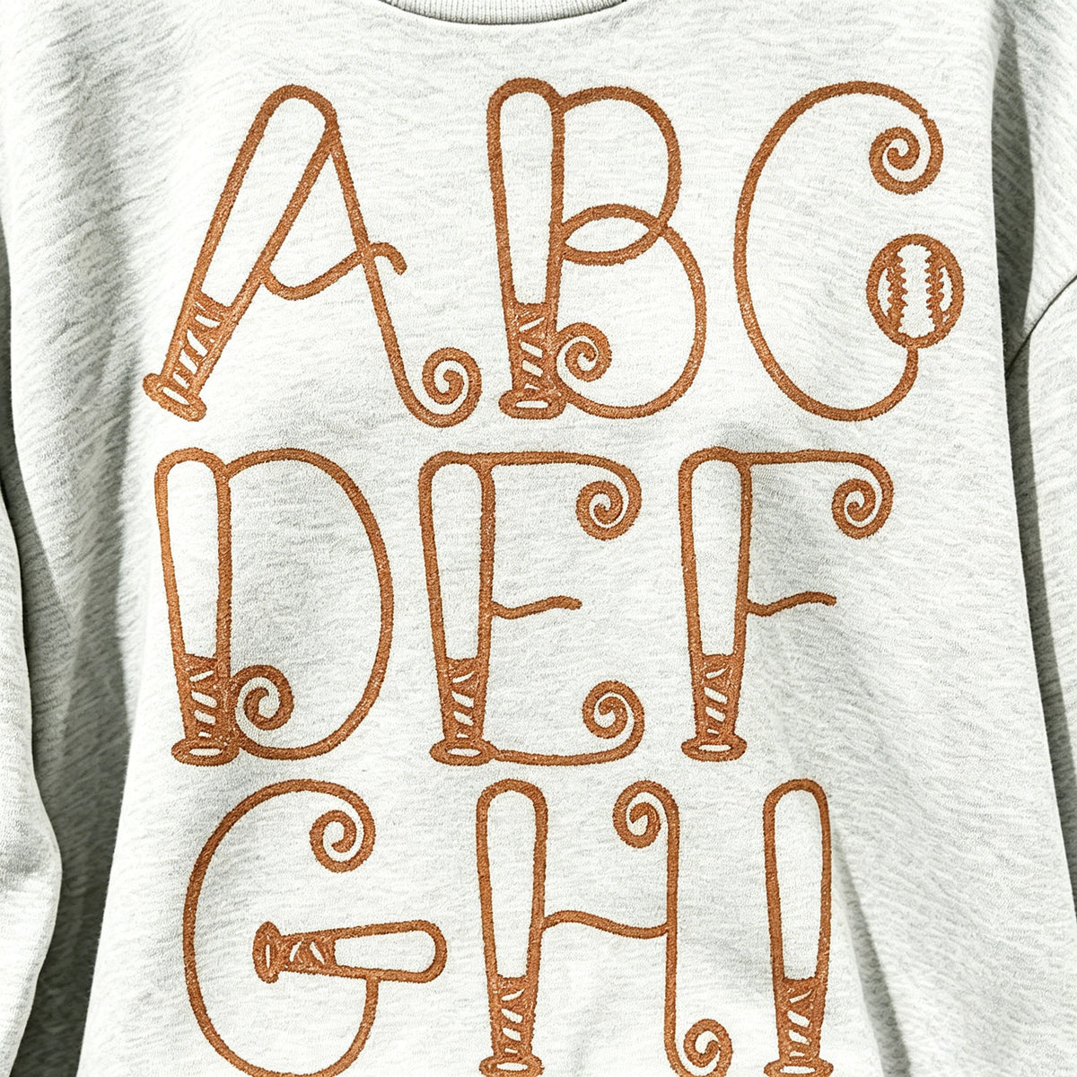 Baseball Alphabet Helmet Bat Graphic Crewneck Sweatshirt