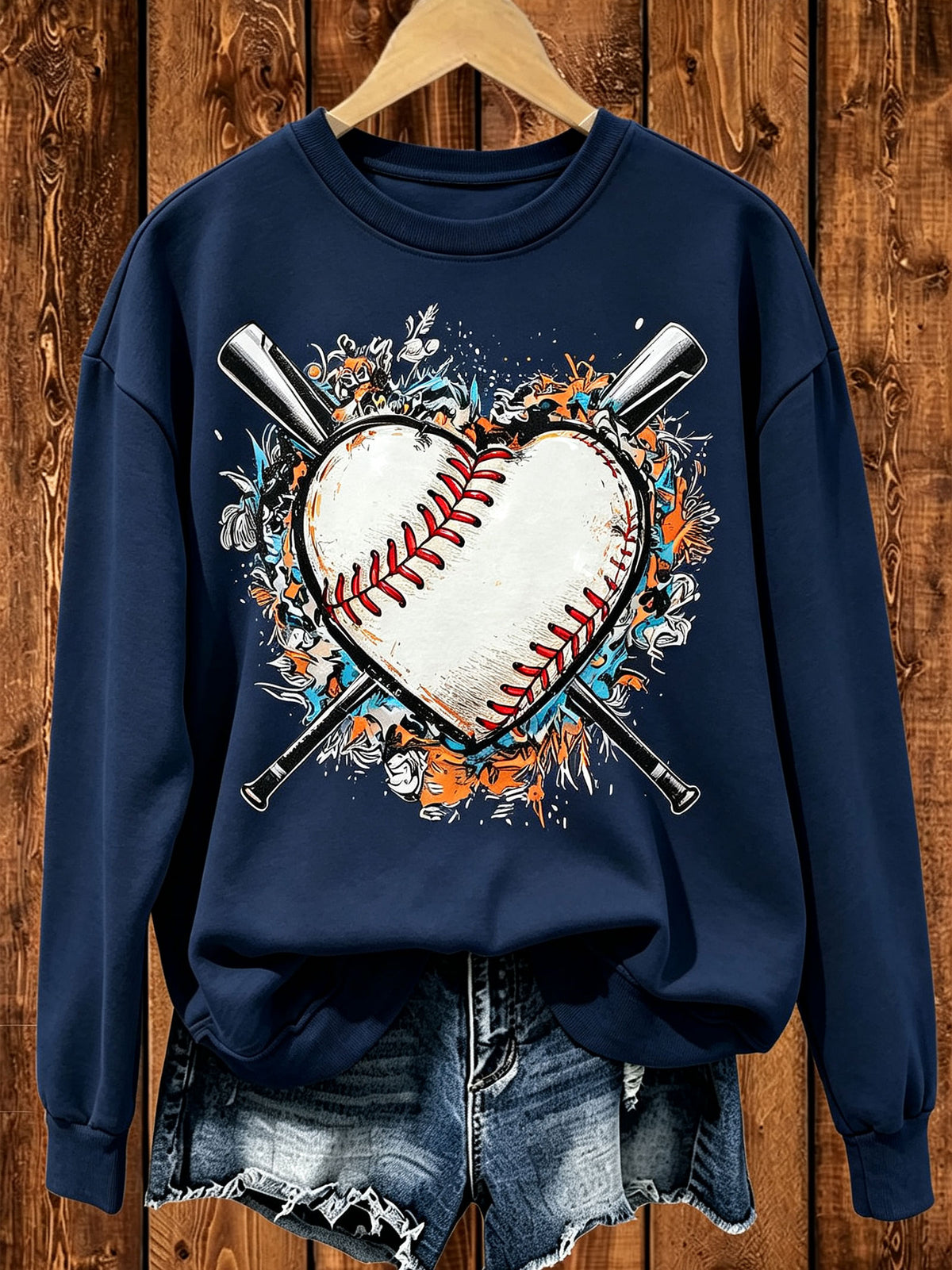 Softball Heart Crewneck Sweatshirt, Vintage Softball Bat Graphic Pullover, Softball Mom Gift Top