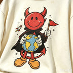 Retro Devil Earth Graphic Crewneck Sweatshirt