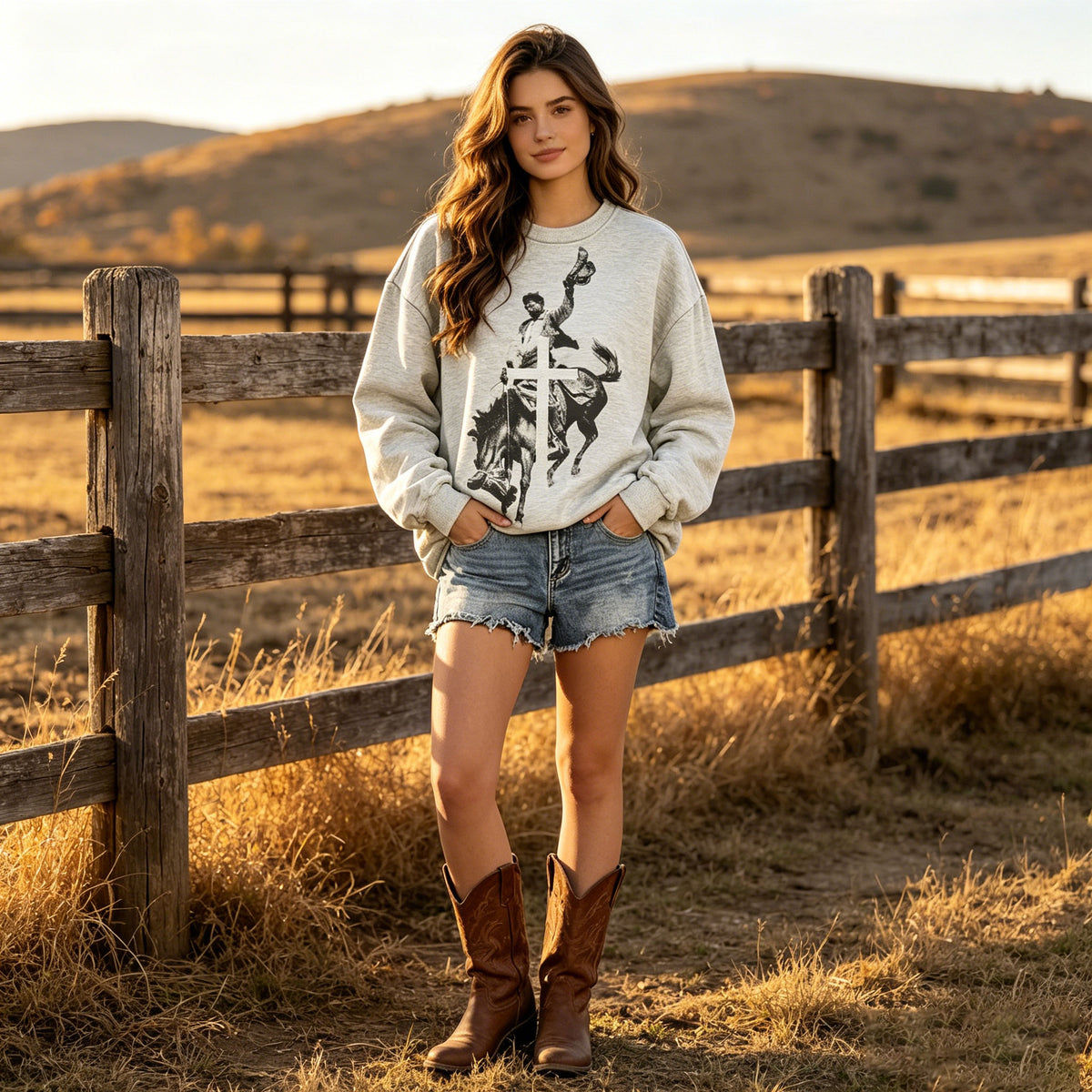 Western Cowboy Cross Sweatshirt