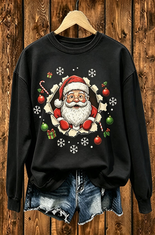3D Santa Break Through Sweatshirt
