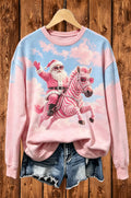 Pink Santa Riding Zebra Sweatshirt