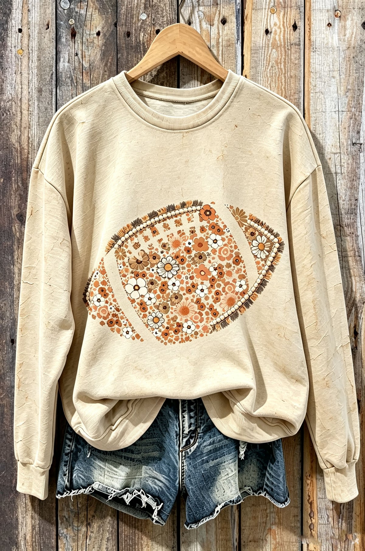 Vintage Floral American Football Crewneck Sweatshirt