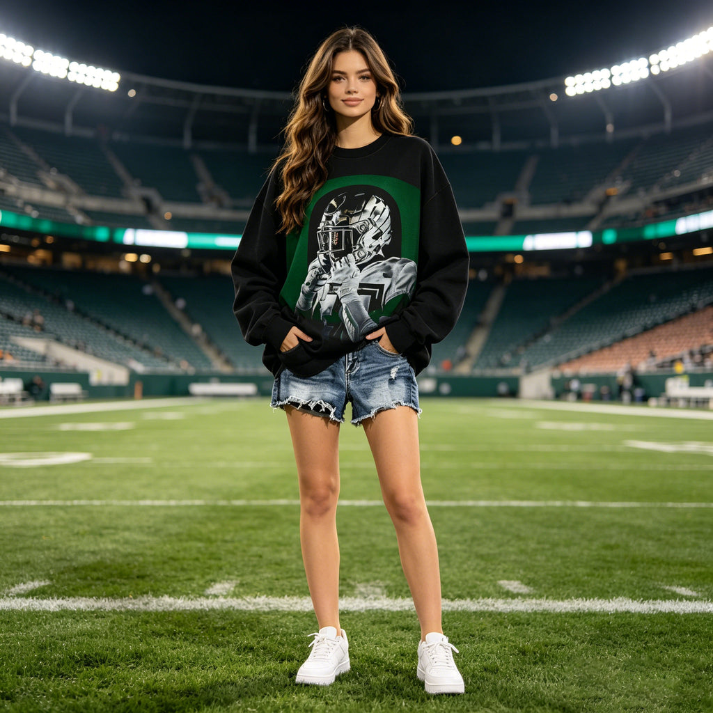 Vintage Football Player Graphic Sweatshirt