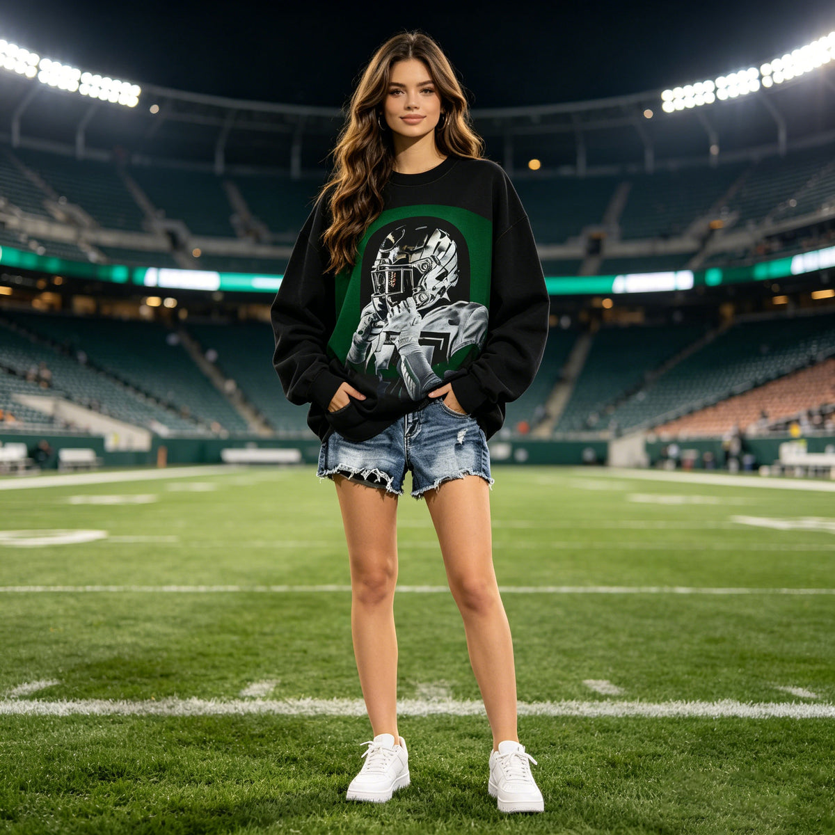 Vintage Football Player Graphic Sweatshirt
