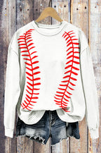 Baseball Red Stitch Graphic Crewneck Sweatshirt