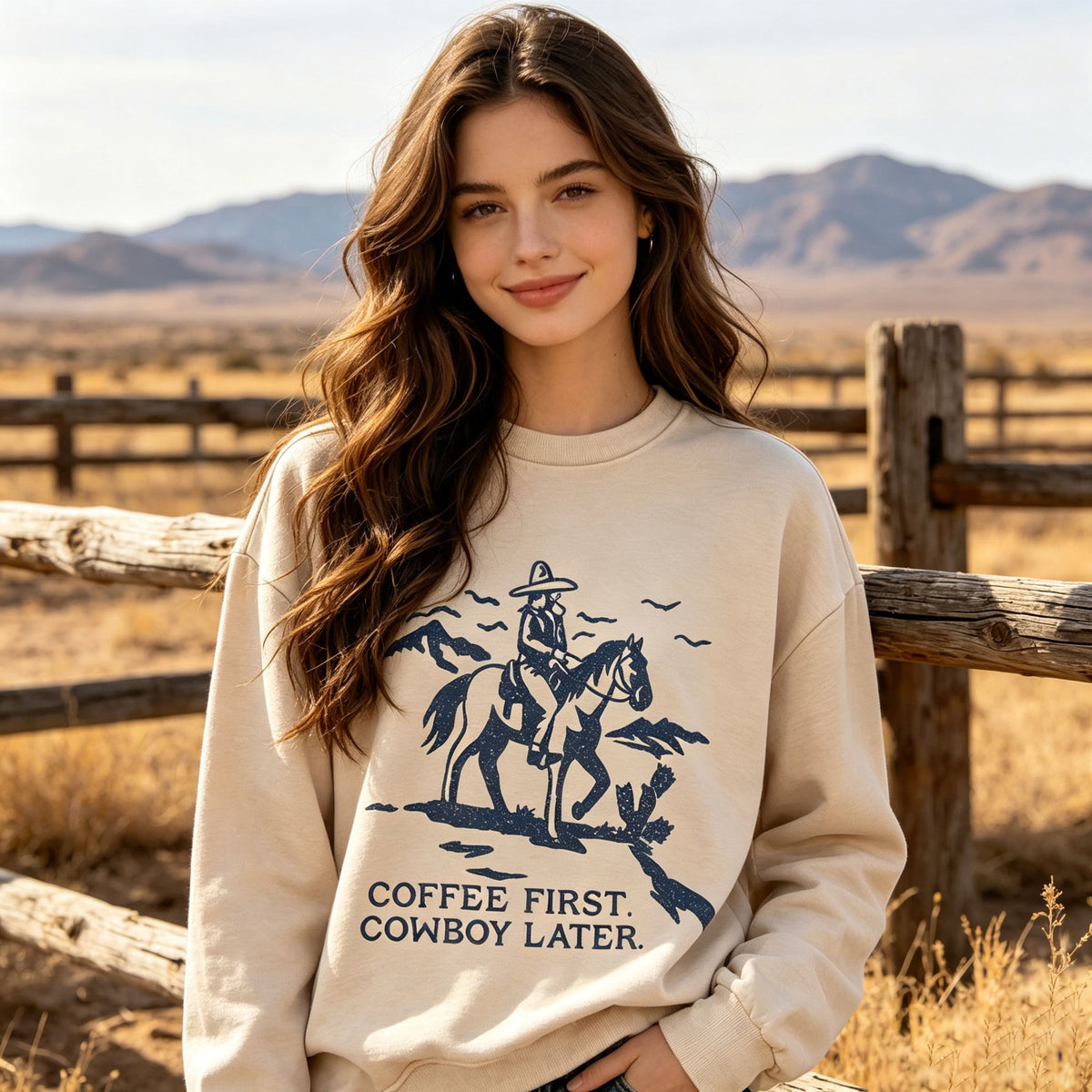 Coffee First Cowboy Later Sweatshirt
