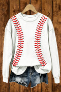 Baseball Red Stitch Graphic Crewneck Sweatshirt