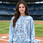 Baseball Bat Alphabet ABC Crewneck Sweatshirt