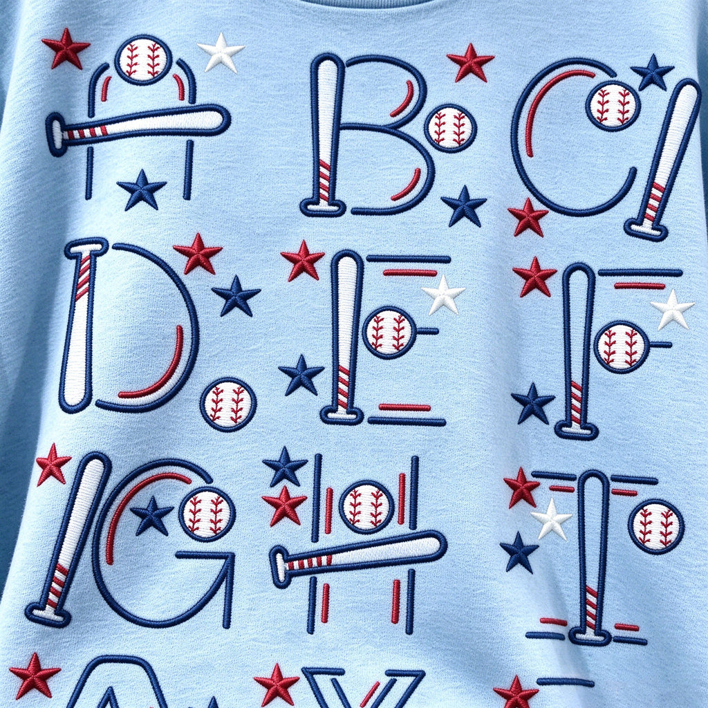 Baseball Bat Alphabet ABC Crewneck Sweatshirt