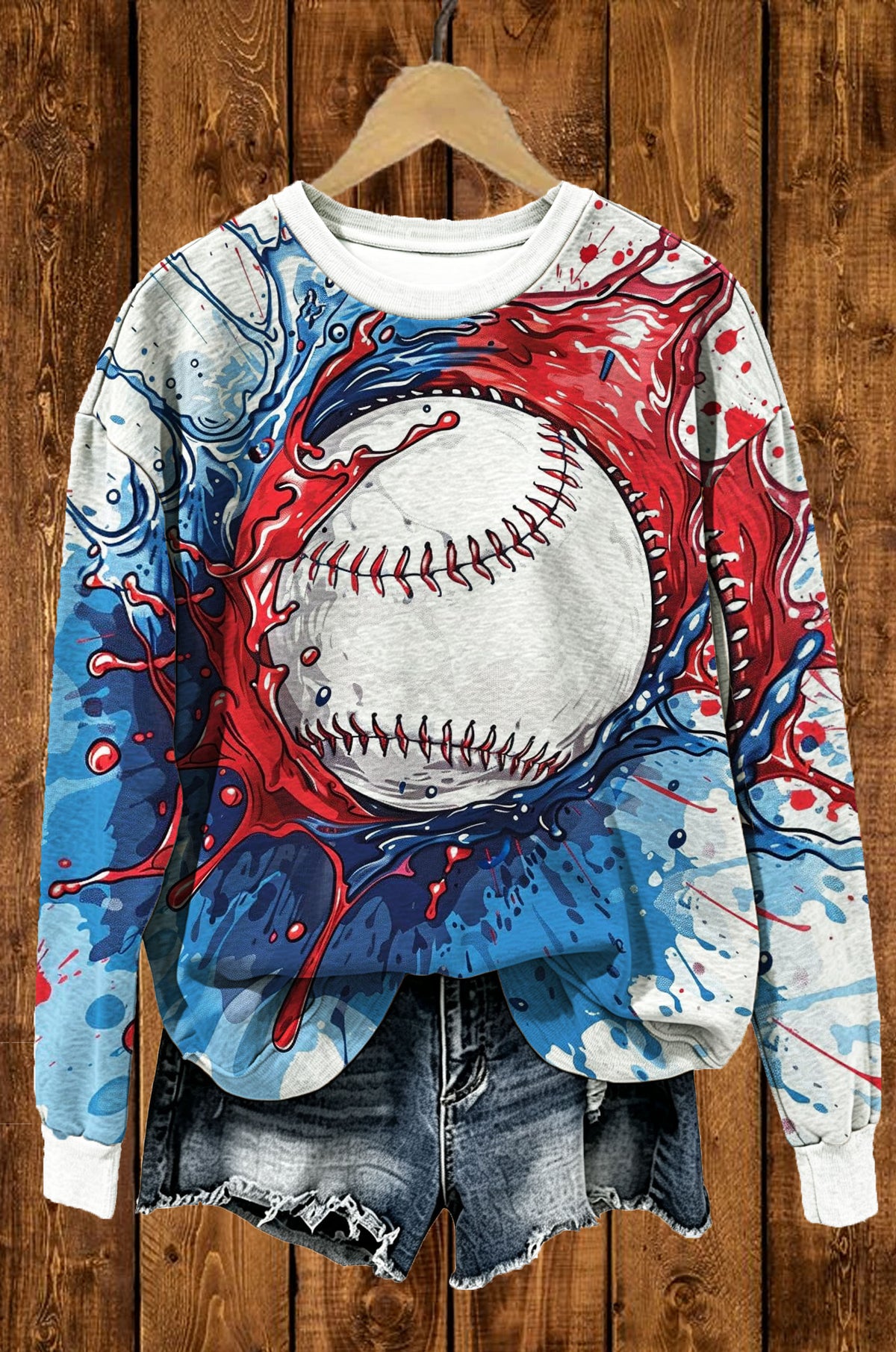 Paint Splash Baseball All-Over Print Crewneck Sweatshirt