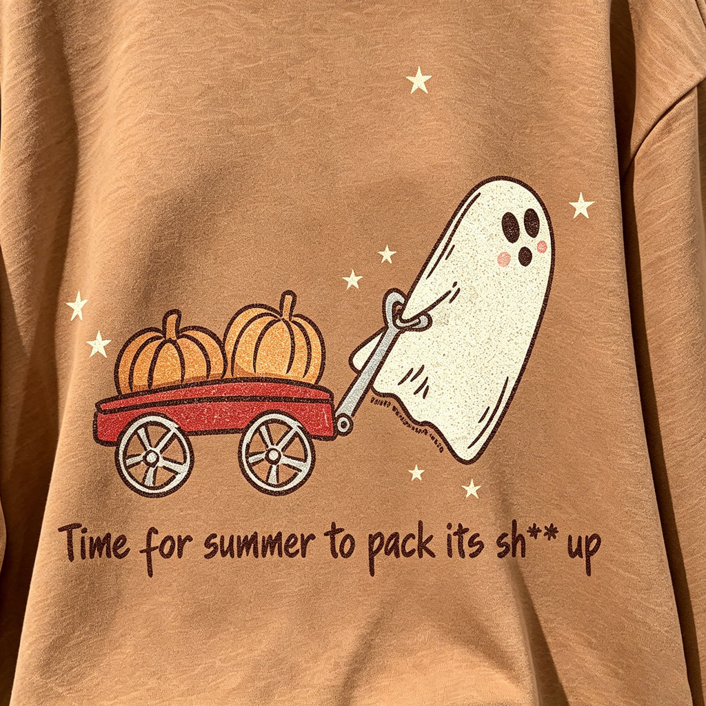 Cute Ghost Pumpkin Wagon Halloween Sweatshirt