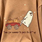 Cute Ghost Pumpkin Wagon Halloween Sweatshirt