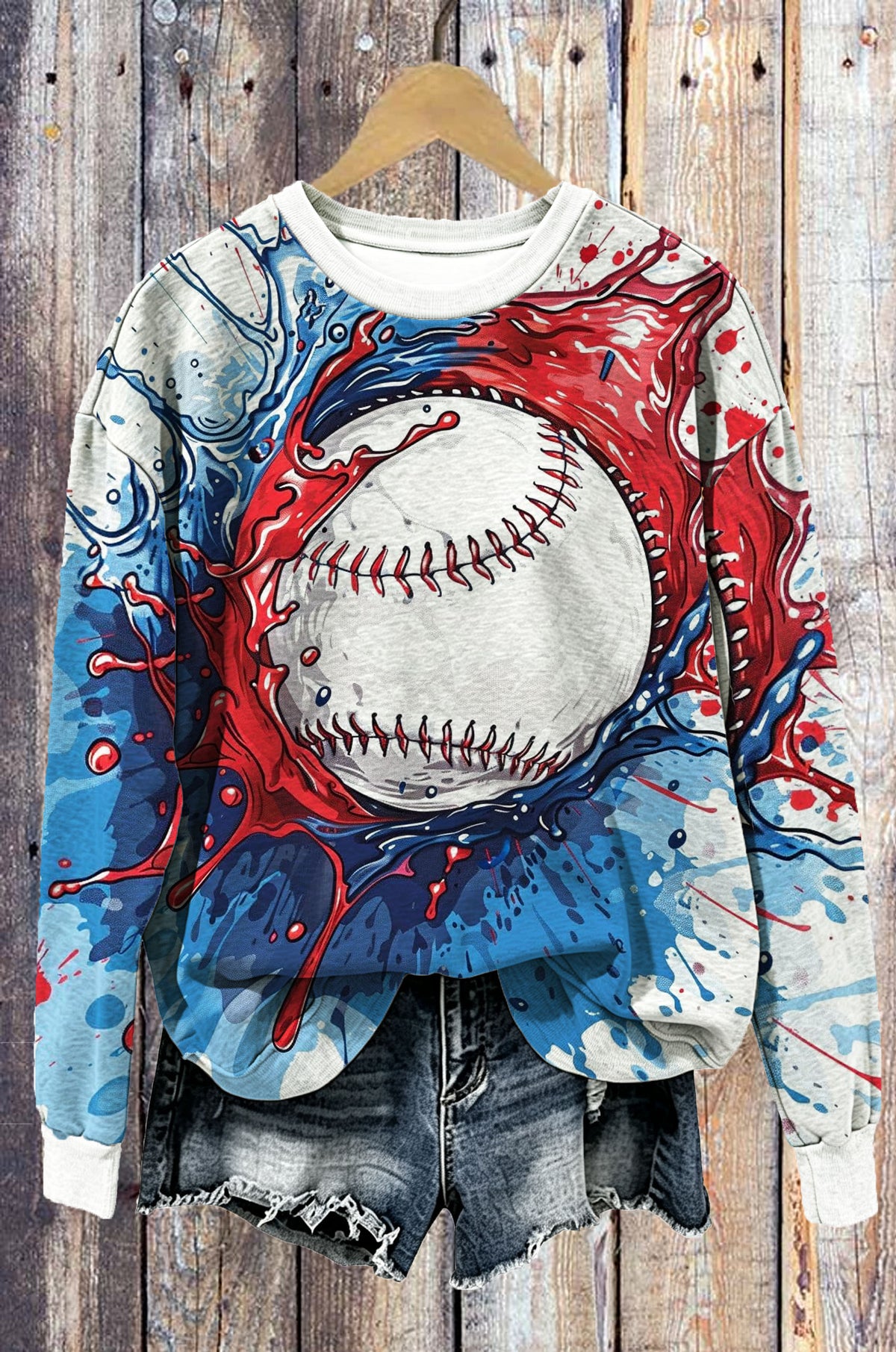 Paint Splash Baseball All-Over Print Crewneck Sweatshirt