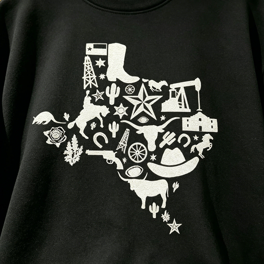Texas Western Map Graphic Sweatshirt