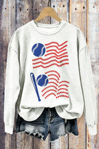 Patriotic Baseball Flag Graphic Crewneck Sweatshirt