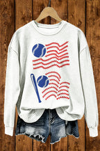 Patriotic Baseball Flag Graphic Crewneck Sweatshirt