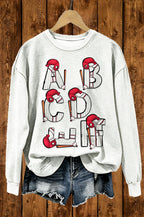 Baseball Alphabet Helmet Bat Graphic Crewneck Sweatshirt