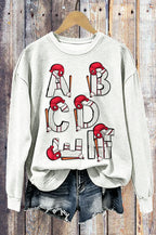 Baseball Alphabet Helmet Bat Graphic Crewneck Sweatshirt