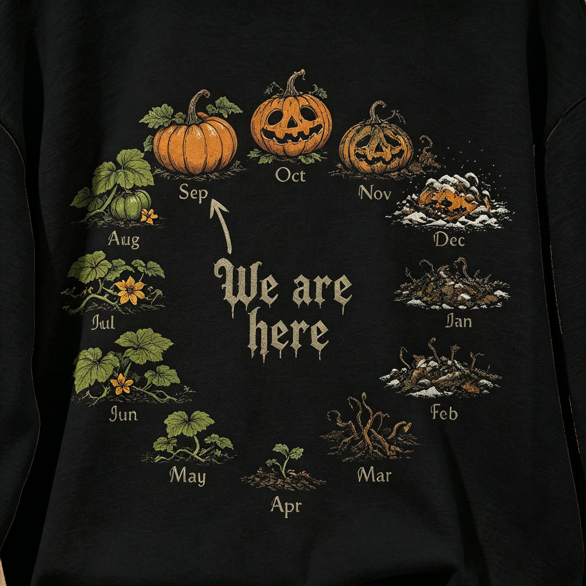 Halloween Pumpkin Wreath Graphic Sweatshirt