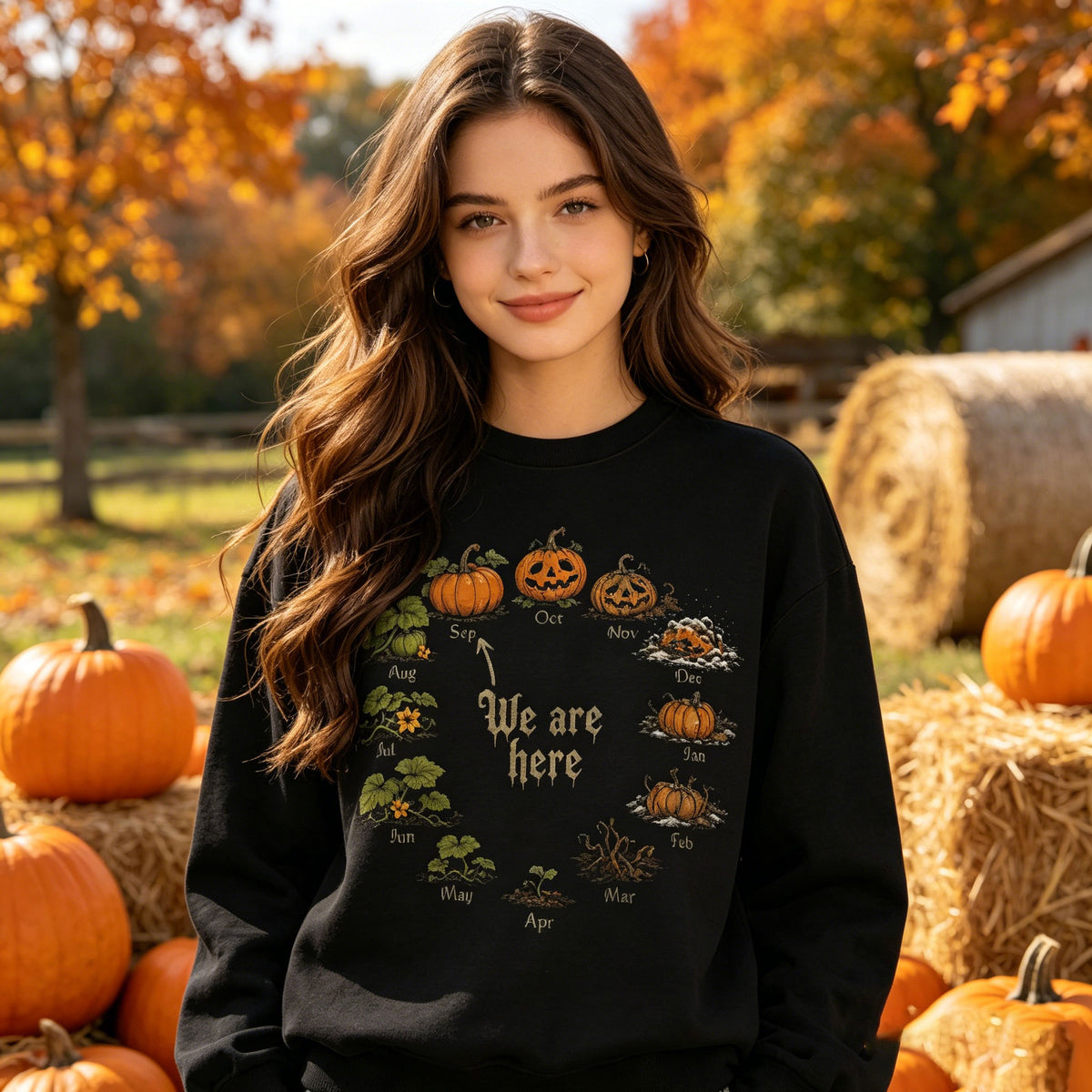 Halloween Pumpkin Wreath Graphic Sweatshirt