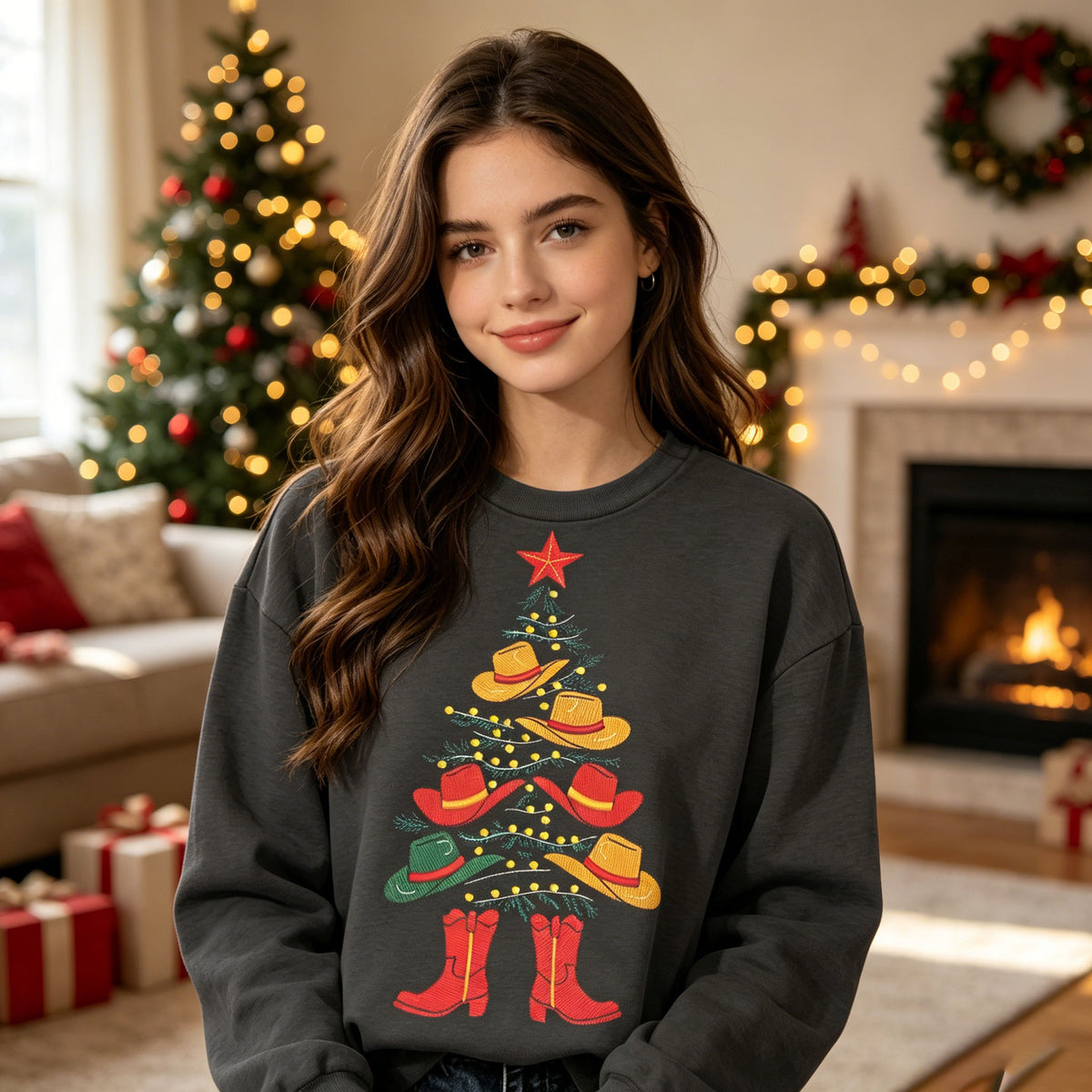 Cowboy Hat Christmas Tree Sweatshirt