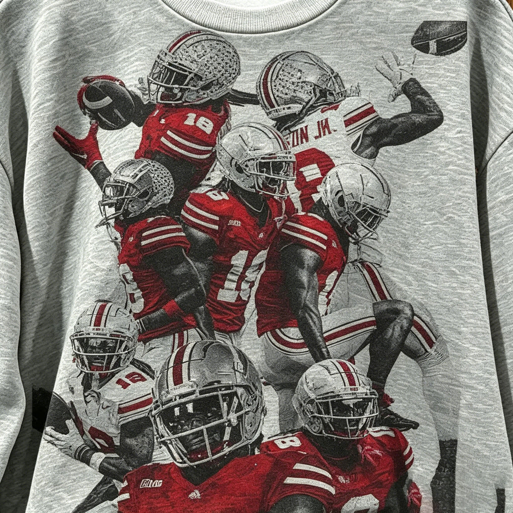 Vintage Skeleton Football Collage Sweatshirt