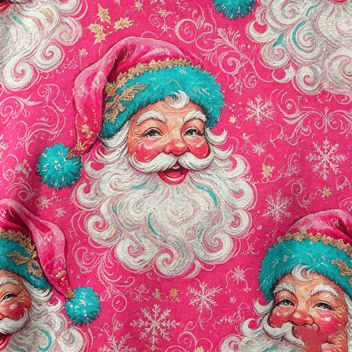 Pink Vintage Santa All Over Print Sweatshirt