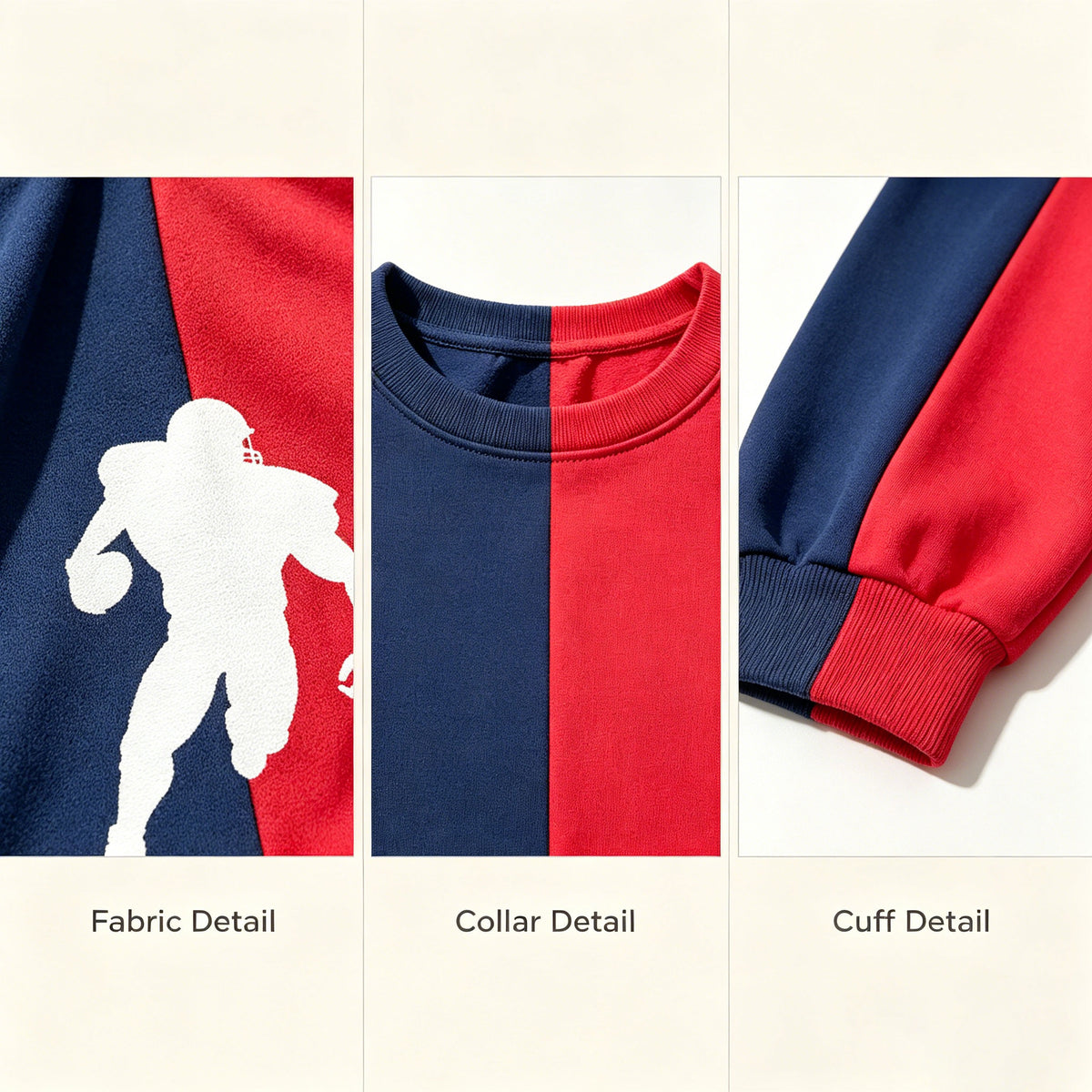 Two Tone Split Football Silhouette Sweatshirt