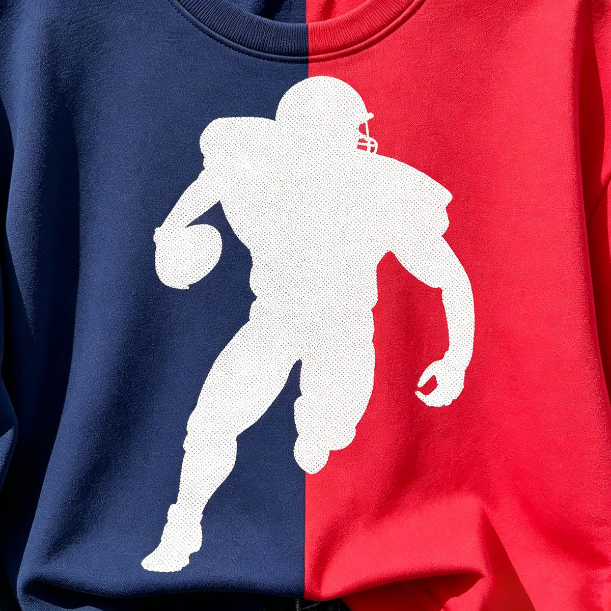 Two Tone Split Football Silhouette Sweatshirt