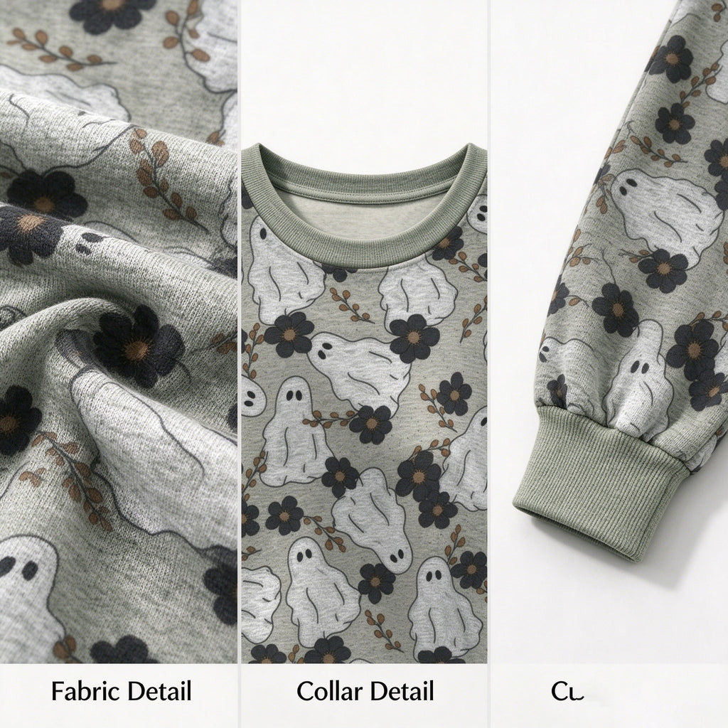Vintage Floral Ghost Halloween Crewneck Sweatshirt