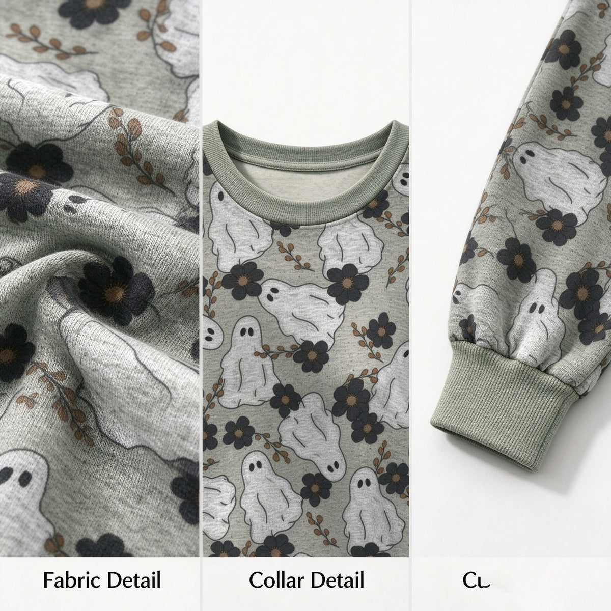 Vintage Floral Ghost Halloween Crewneck Sweatshirt