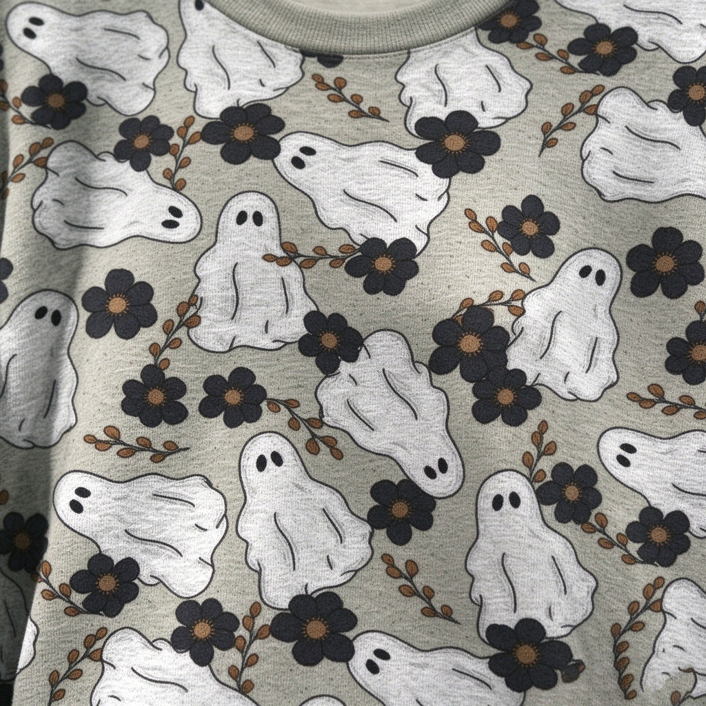 Vintage Floral Ghost Halloween Crewneck Sweatshirt