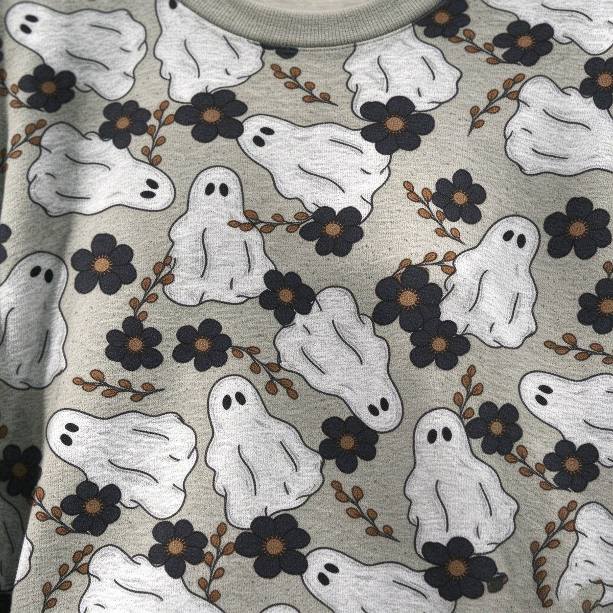 Vintage Floral Ghost Halloween Crewneck Sweatshirt