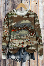 Cowboy Santa Western Christmas All Over Print Crewneck Sweatshirt