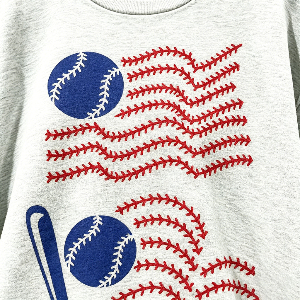 Patriotic Baseball Flag Graphic Crewneck Sweatshirt